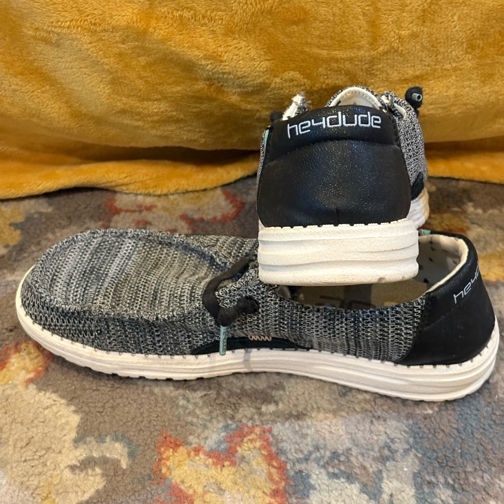 Hey Dude Black and White Knit Shoes - Picture 3 of 4